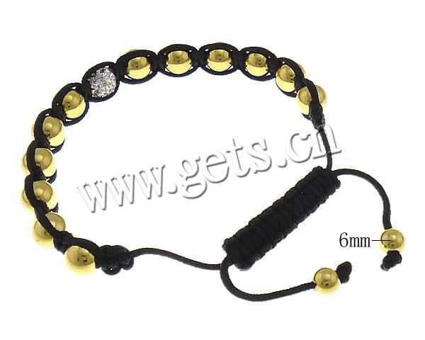 Bracelets Woven Ball en inox , acier inoxydable, avec Cordon de cire & Strass perle de Pave d'argile & corde en nylon, plus de couleurs à choisir, Longueur:Environ 7-11 pouce, Vendu par brin