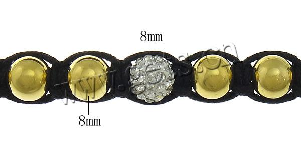 Bracelets Woven Ball en inox , acier inoxydable, avec Cordon de cire & Strass perle de Pave d'argile & corde en nylon, plus de couleurs à choisir, Longueur:Environ 7-11 pouce, Vendu par brin
