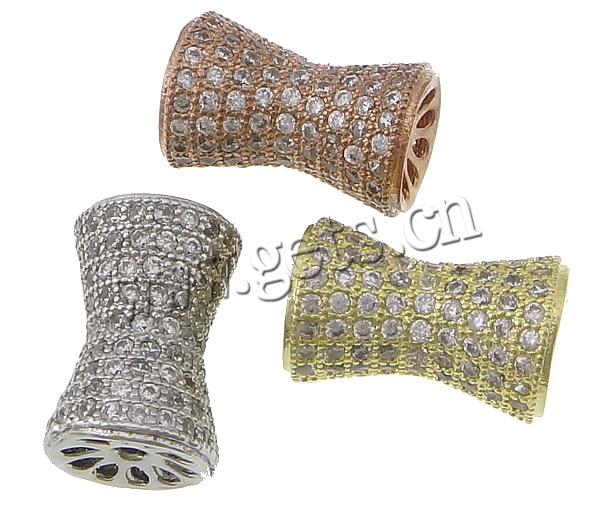 Cubic Zirconia Micro Pave Brass Beads, Bamboo, micro pave cubic zirconia, more colors for choice, 17x11mm, Hole:Approx 2mm, Sold By PC