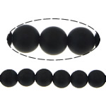 Schwarzer Diamond Perle, schwarzer Diamant, rund, synthetisch, satiniert, Bohrung:ca. 0.8mm, Länge:ca. 15 ZollInch, verkauft von Strang