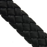 PU Cord, PU Leder, gewebt, schwarz, frei von Nickel, Blei & Kadmium, 10x5mm, ca. 100m/Strang, verkauft von Strang