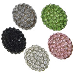 Rhinestone Clay Pave Beads, with Resin, Oval Approx 2mm 