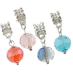 Zinc Alloy European Pendants, with Crystal, Round, silver color plated, faceted cadmium free, 25mm Approx 5mm 