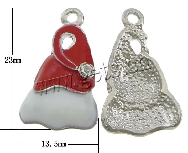 Zinc Alloy Christmas Pendants, Christmas Hat, plated, more colors for choice, nickel, lead & cadmium free, 23x13mm, Hole:Approx 2mm, Sold By PC
