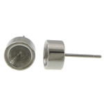 Stainless Steel Earring Stud Component, original color, 8mm, 0.8mm, Inner Approx 6.5mm 