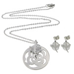 Cubic Zirconia Stainless Steel Jewelry Sets, earring & necklace, Dragonfly, with cubic zirconia Approx 20 Inch 