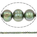 Perlas Patata Freshwater, Perlas cultivadas de agua dulce, verde, Grado A, 8-9mm, agujero:aproximado 0.8mm, longitud:aproximado 15.3 Inch, Vendido por Sarta