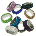 Rhinestone Clay Pave Beads, with Zinc Alloy, Oval, plated, Customized & large hole Approx 