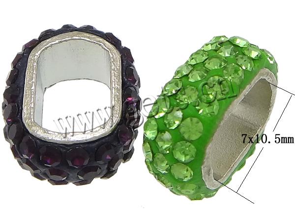Perles d'argile Pave strass, Strass perle de Pave d'argile, avec alliage de zinc, ovale, Placage, Personnalisé & grand trou, plus de couleurs à choisir, 17x7x14mm, Trou:Environ 7x10.5mm, Vendu par PC