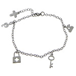 Stainless Steel Charm Bracelet, iron lobster clasp, with 1.5Inch extender chain, oval chain, original color     Approx 8.5 Inch 