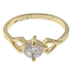 Cubic Zircon Brass Finger Ring, gold color plated, with cubic zirconia & faceted, 7mm, US Ring 