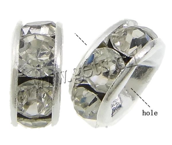 Espaciador de la forma rueda del diamante de imitación, metal, Toroidal, chapado, con diamantes de imitación, más colores para la opción, Grado A, 7mm, 100PCs/Bolsa, Vendido por Bolsa