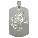 Stainless Steel Animal Pendants, Rectangle, with chinese zodiac pattern, original color Approx 4mm 
