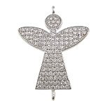 Rhinestone Brass Connector, Angel, platinum color plated, micro pave rhinestone & 1/1 loop Approx 2mm 