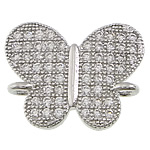Rhinestone Brass Connector, Butterfly, platinum color plated, micro pave rhinestone & 1/1 loop Approx 1.5mm 