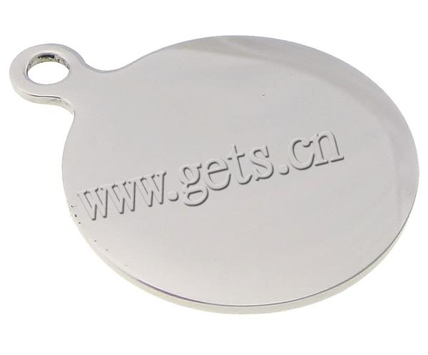Stainless Steel Tag Charm, 304 Stainless Steel, Flat Round, original color, 25.5x20x1mm, Hole:Approx 2.5mm, Sold By PC