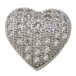 Rhinestone Brass Connector, Heart, plated, micro pave rhinestone & 1/1 loop Approx 2mm 