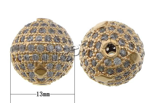 Rhinestone Brass Beads, metal, Esférico, micro arcilla de diamantes de imitación, más colores para la opción, 13x13mm, agujero:aproximado 2mm, Vendido por UD