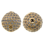 Strass Messing Perlen, rund, Micro pave Strass, keine, 13x13mm, Bohrung:ca. 2mm, verkauft von PC