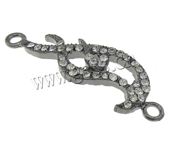 Rhinestone Zinc Alloy Connector, Bird, with rhinestone & 1/1 loop, more colors for choice, cadmium free, 42x13x3mm, Hole:Approx 2mm, Sold By PC