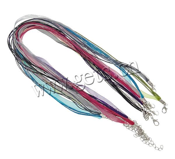 Waxed Necklace Cord, Waxed Cotton Cord, with Organza, zinc alloy lobster clasp, with 5cm extender chain, different size for choice, more colors for choice, 1mm, 100Strands/Bag, Sold By Bag