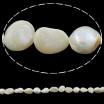 Barock kultivierten Süßwassersee Perlen, Natürliche kultivierte Süßwasserperlen, natürlich, weiß, 9-10mm, Bohrung:ca. 0.8mm, Länge:ca. 15 ZollInch, verkauft von Strang