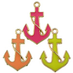 Zinc Alloy Ship Wheel & Anchor Pendant, rose gold color plated, nautical pattern & enamel cadmium free Approx 2mm 