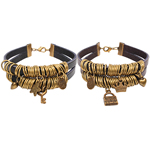 Couple Bracelet, Cowhide, zinc alloy lobster clasp, antique bronze color plated, for couple, approx 12mm Approx 7.8 Inch  