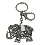 Rhinestone Zinc Alloy Key Chain, with enamel, Elephant, with rhinestone nickel, lead & cadmium free Approx 24mm Approx 4.5 Inch 