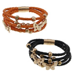 PU Leather Cord Bracelets, with 316 Stainless Steel, rose gold color plated &  & with rhinestone lead & cadmium free  