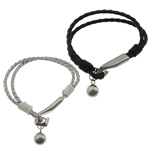 Cowhide Bracelets, with 316 Stainless Steel lead & cadmium free 3mm 