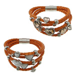 PU Leather Cord Bracelets, with 316 Stainless Steel & Acrylic, with rivet stud &  & faceted lead & cadmium free  