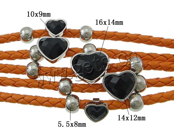 PU Leather Cord Bracelets, with 316 Stainless Steel & Acrylic, with rivet stud & different length for choice & 5-strand & faceted, more colors for choice, lead & cadmium free, 16x14x12mm, 14x12x13mm, 10x9x10mm, 5.5x8mm, 22x12mm, Sold By Strand