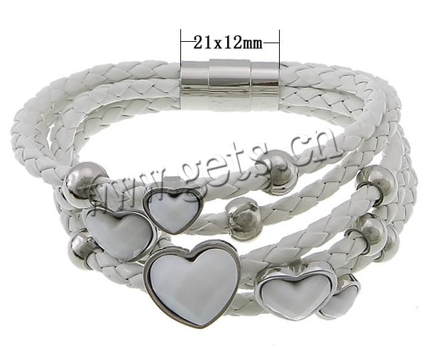 PU Schnur Armbänder, PU Leder, mit 316 Edelstahl & Acryl, mit Nietstollen & unterschiedliche Länge der Wahl & 5-litzig & facettierte, keine, frei von Blei & Kadmium, 16x14x12mm, 14x12x12mm, 10x9x11nm, 5.5x8mm, 2x12mm, verkauft von Strang