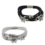 PU Leather Cord Bracelets, with 316 Stainless Steel, with rivet stud &  & with rhinestone lead & cadmium free  