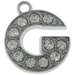 Zinc Alloy Alphabet Pendants, Letter G, platinum color plated, with rhinestone, cadmium free Approx 2mm 