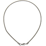 Нержавеющая сталь застежка резиновый шнур ожерелье, стальной провод, нержавеющая сталь Замок-карабин, оригинальный цвет, 2mm, длина:Приблизительно 18 дюймовый, продается Strand
