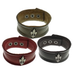 Cowhide Bracelets, with Zinc Alloy, iron snap clasp, plumbum black color plated nickel, lead & cadmium free 33mm Approx 9 Inch 