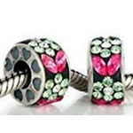 Rhinestone Zinc Alloy European Beads, Rondelle, antique silver color plated, with rhinestone & blacken, nickel, lead & cadmium free Approx 4.5mm 