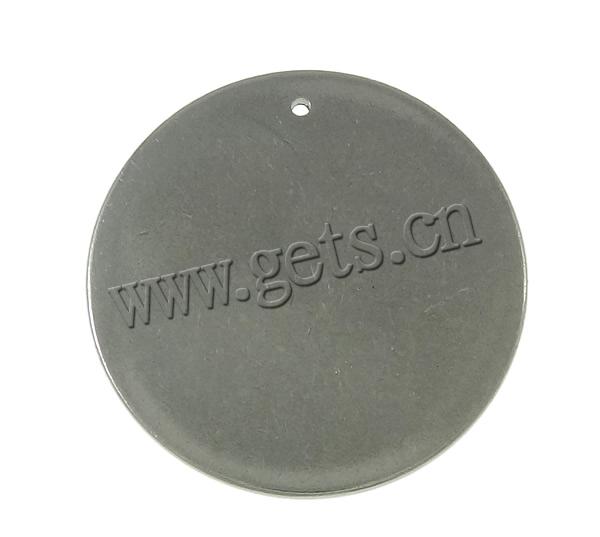 Кулон тег из нержавеющей стали, Нержавеющая сталь 304, Плоская круглая форма, Индивидуальные, оригинальный цвет, 25x25x1mm, отверстие:Приблизительно 1mm, продается PC