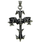 Stainless Steel Cross Pendants, 316 Stainless Steel, Skull Cross, hand polished, blacken, original color Approx 