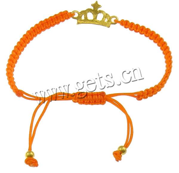 Zinc Alloy Woven Ball Bracelets, with Nylon Cord & Brass, Crown, plated, Customized & with rhinestone, more colors for choice, cadmium free, 25x13x2mm, 4mm, 5mm, Length:7-11 Inch, Sold By Strand