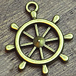 Zinc Alloy Ship Wheel & Anchor Pendant, plated, nautical pattern Approx 2mm, Approx 