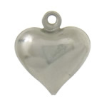 Encantos de etiqueta de acero inoxidable, Corazón, color original, 12x13mm, agujero:aproximado 1mm, Vendido por UD