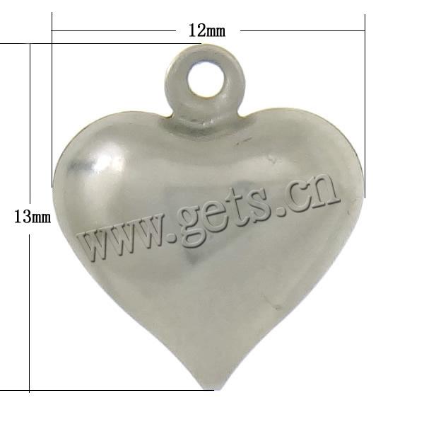 Stainless Steel Tag Charm, Heart, original color, 12x13mm, Hole:Approx 1mm, Sold By PC