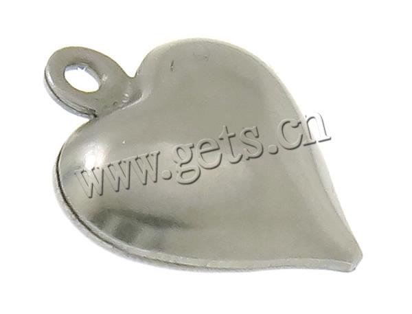 Encantos de etiqueta de acero inoxidable, Corazón, color original, 12x13mm, agujero:aproximado 1mm, Vendido por UD