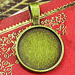 Zinc Alloy Pendant Cabochon Setting, Flat Round, plated 32mm, 30mm Approx Approx 