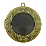Brass Locket Pendant Setting, Flat Round, plated Approx 2mm, Inner Approx 24mm, 20mm 