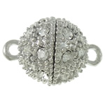 Zinc Alloy Magnetic Clasp, Round, plated, with rhinestone & single-strand nickel, lead & cadmium free Approx 1mm 