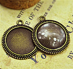 Zinc Alloy Pendant Cabochon Setting, Flat Round, plated 25mm, 20mm Approx 2mm, Approx 